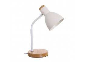 Lámpara sobremesa Flexo metal blanco madera natural