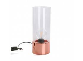 Lámpara sobremesa Brando metal cobre cristal cilindro