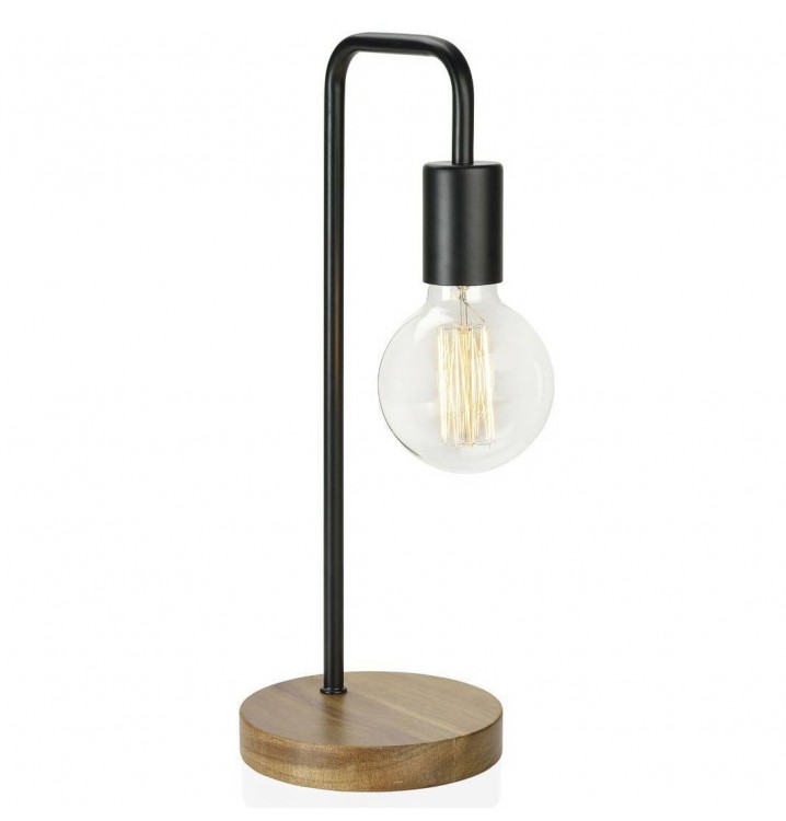 Lámpara sobremesa Simone madera natural metal negro