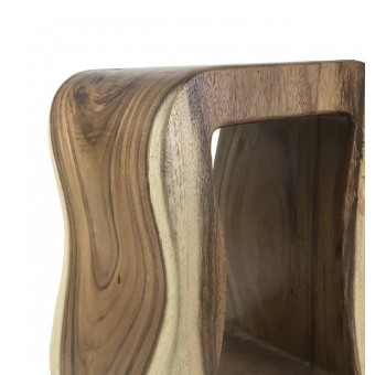 Taburete rectangular Josias tronco hueco madera natural