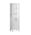 Vitrina Nordberg 1 cajón 2 puertas cristal madera mindi blanco