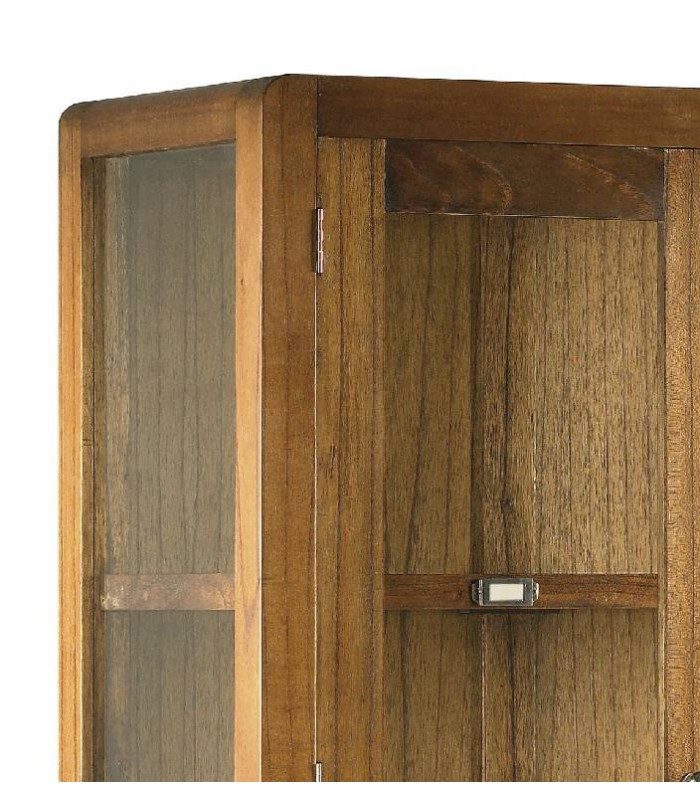 Vitrina Voss 2 cajones 4 puertas cristal madera mindi natural