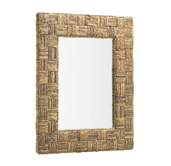 Espejo pared Dinah madera ratán natural cuadrados 80x100