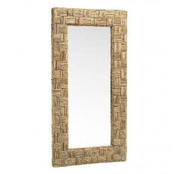 Espejo vestidor Dinah madera ratán natural cuadrados 80x150