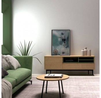 Mueble TV Lindblad 3 huecos madera roble natural verde