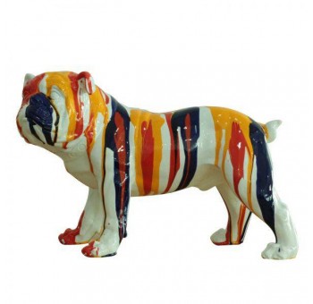 Figura decorativa Bulldog de pie poliresina multicolor