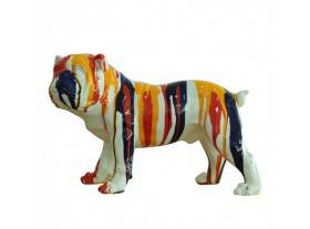 Figura decorativa Bulldog de pie poliresina multicolor