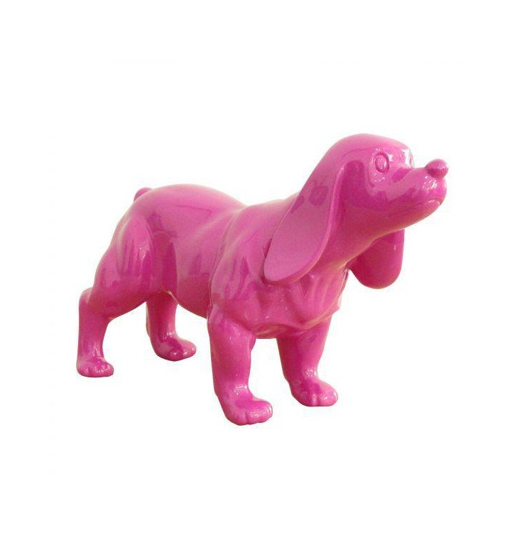 Figura decorativa Cocker Spaniel poliresina rosa