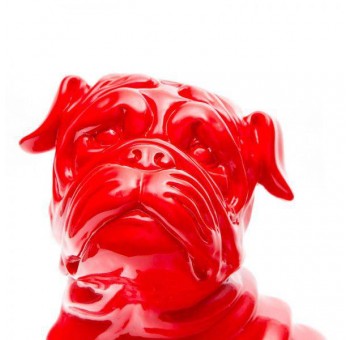 Figura decorativa Bulldog sentado poliresina rojo