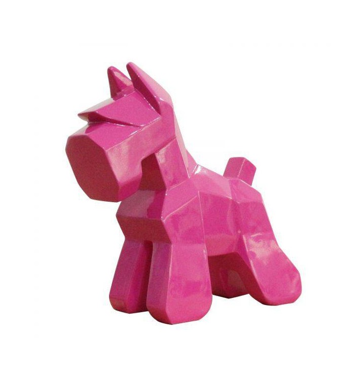 Figura decorativa Schnauzer poliresina rosa