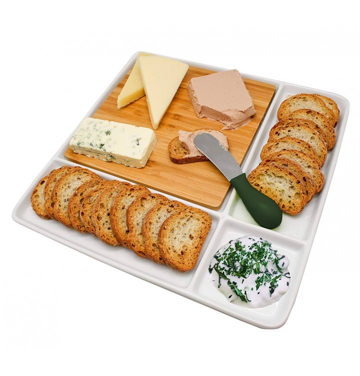 Plato para snacks cuadrado con tabla