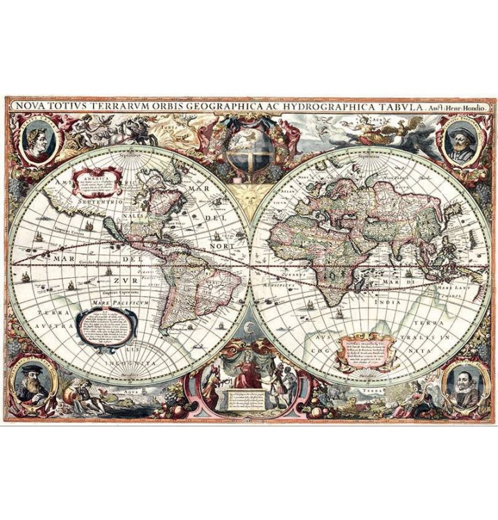 Cuadro lienzo Mapa del Mundo Antique 90x60