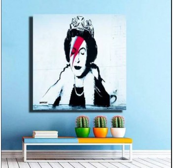 Cuadro lienzo Banksy Bowie Reina 70x50