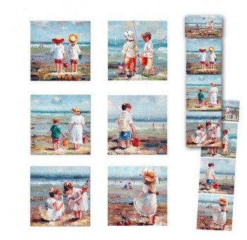 Set 6 posavasos niños marineros playa