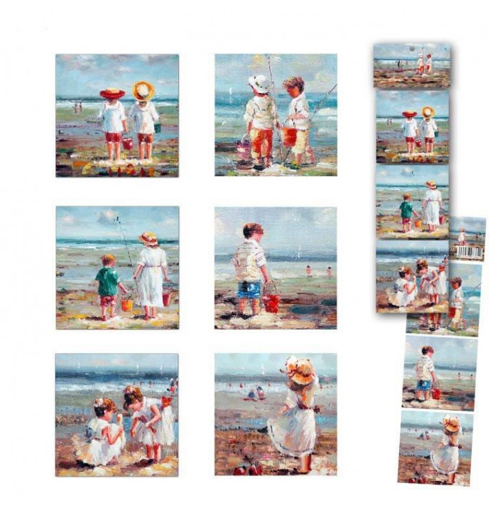 Set 6 posavasos niños marineros playa