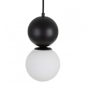 Lámpara techo Astra metal cristal 2 bolas blanco negro