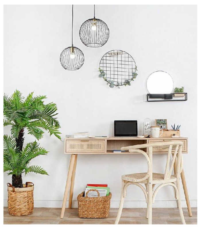 Consola 2 cajones Molokai madera y rejilla natural