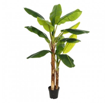 Planta artificial Platanero pvc marrón verde maceta negra A200