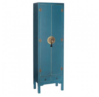 Armario Japo 2 puertas 2 cajones madera azul metal