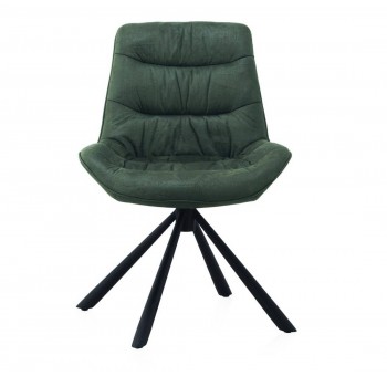 Set 4 sillas giratoria Levine tapizado verde patas metal negra