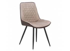 Set 4 sillas Knox marrón tapizado beige patas metal negra