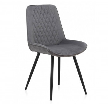 Set 4 sillas Knox tapizado gris patas metal negras