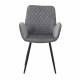 Set 4 sillas Knox reposabrazos tapizado gris patas metal negras