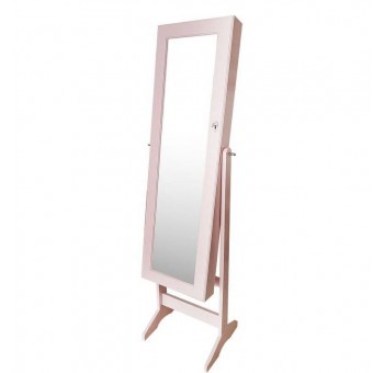 Joyero espejo vestidor de pie 1 puerta madera rosa