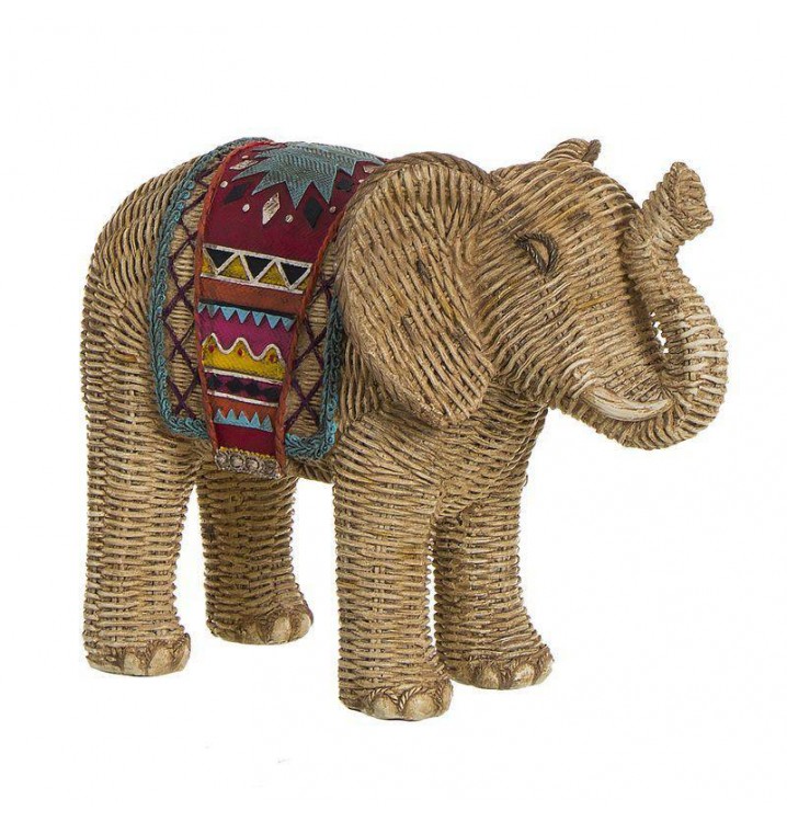 Figura decorativa Elefante resina efecto ratán
