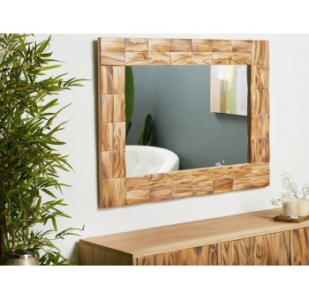 Espejo pared Hestenes madera natural relieve