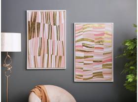 Set 2 cuadros con pan de oro abstracto rosa