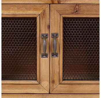 Vitrina Uthman 4 puertas madera natural rejilla de metal