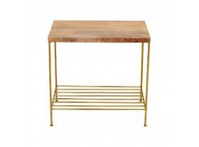 Mesa café Berthold rectangular madera natural metal dorado