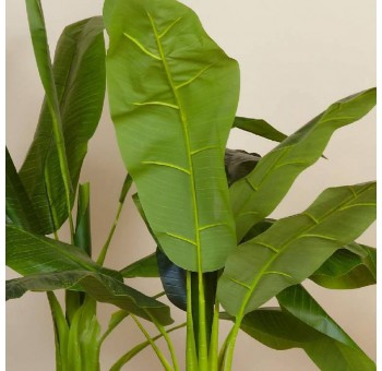 Árbol banana planta artificial pvc verde maceta marrón