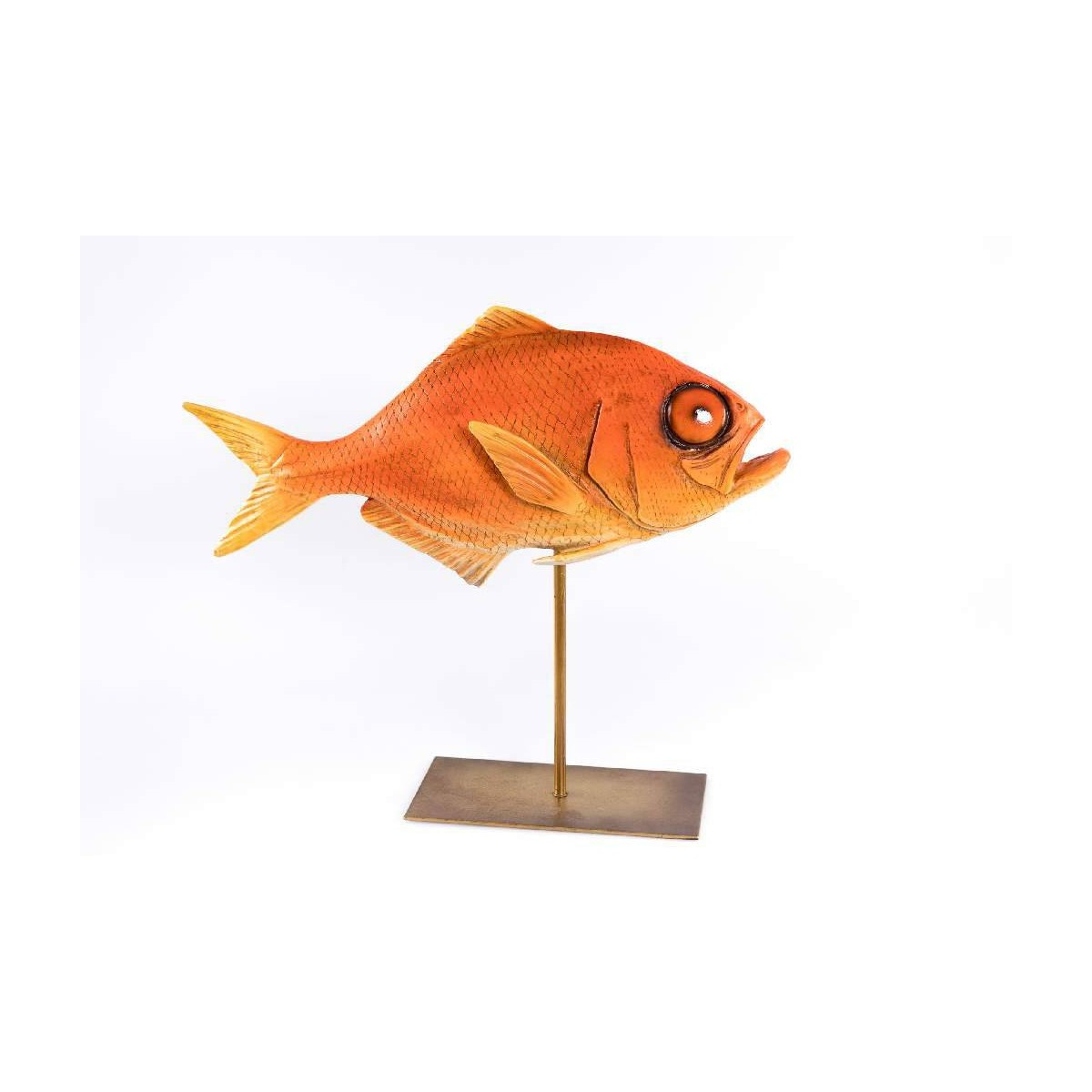 Consistente Brisa mareado Figura decorativa Pez carpa resina naranja metal dorado