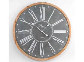 Reloj de pared Paris 1886 metal gris blanco madera natural