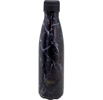 Botella mármol negro doble pared térmica acero