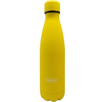 Botella amarillo liso doble pared térmica acero