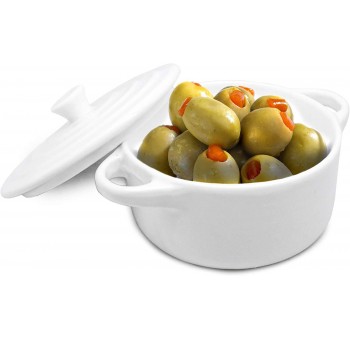 Bol mini para snacks con tapa cerámica blanco
