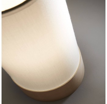 Lámpara de mesa Aoede cilindro blanco base madera