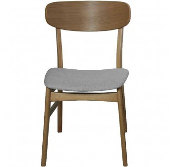Set 2 sillas Caroly madera de caucho roble tela gris
