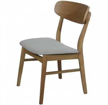 Set 2 sillas Caroly madera de caucho roble tela gris