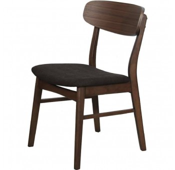 Set 2 sillas Caroly madera acabado nogal tela marrón