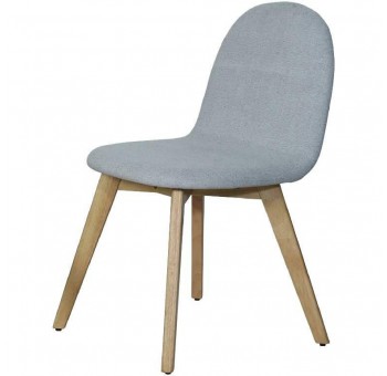 Set 2 sillas Sheela madera acabado roble tela gris claro