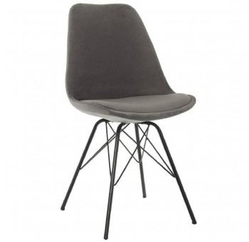 Set 2 sillas Catreena metal negro terciopelo gris