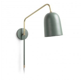 Lámpara aplique pared Veillet metal verde y dorado