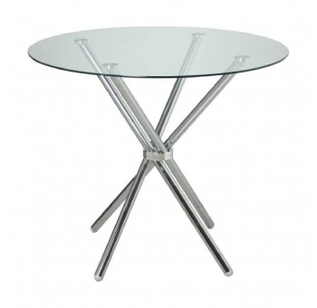 Mesa cafetería Segal redonda acero cromado cristal templado D90