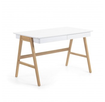 Mesa escritorio Telesto blanca patas madera