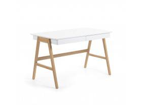 Mesa escritorio Telesto blanca patas madera