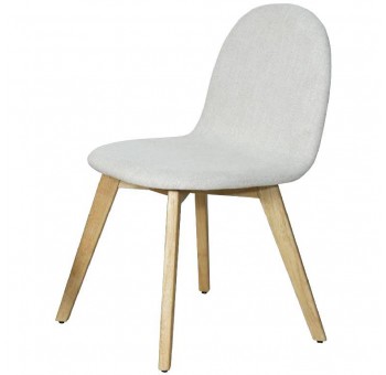 Set 2 sillas Sheela madera acabado roble tela beige